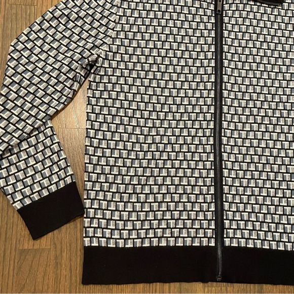 Ted Baker Mens Teeflow Geometric T Print Zipped Knit Cardigan Sweater  4=L - Picture 8 of 10